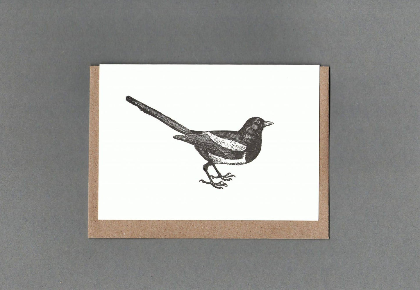 Magpie. Letterpress Greeting Card, Eco Friendly