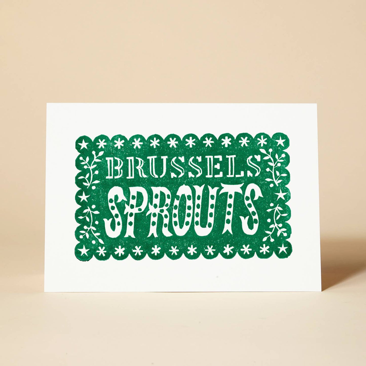 Brussels Sprouts Linocut Christmas Card