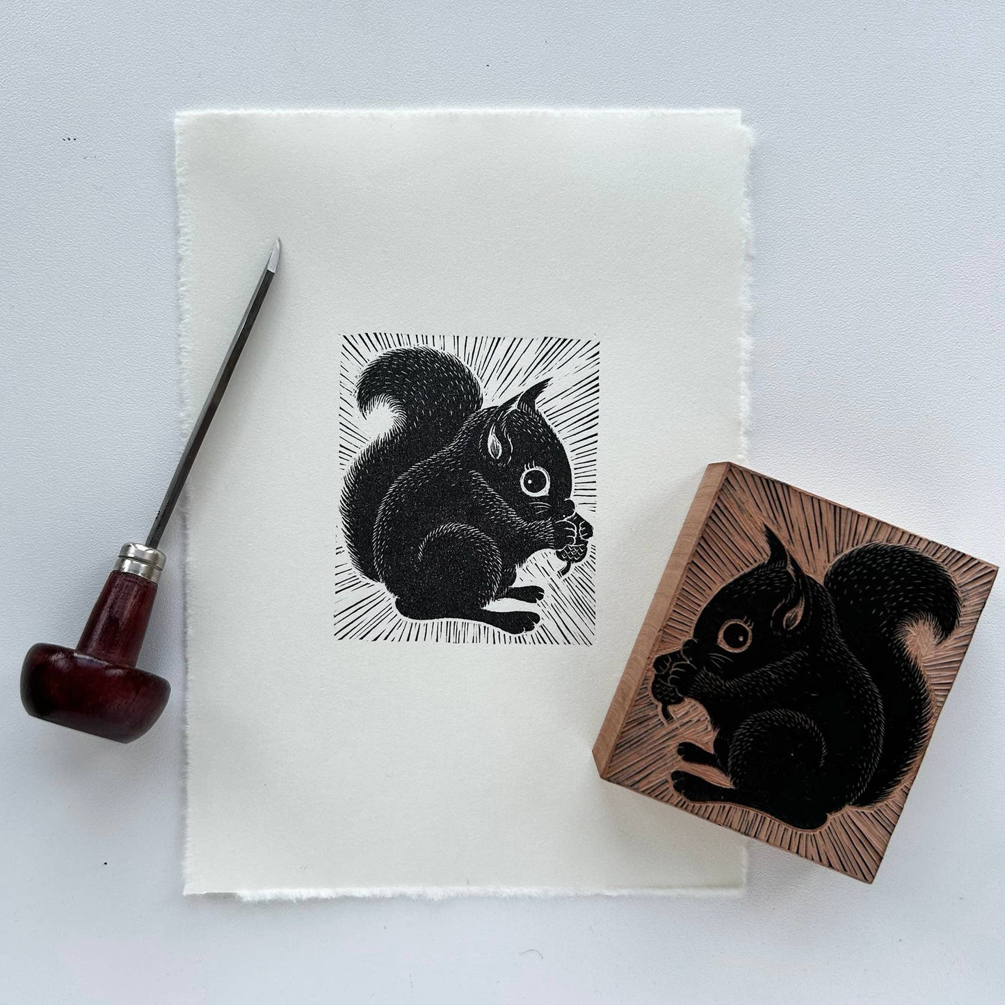 Limited Edition Original Black and White Squirrel Print