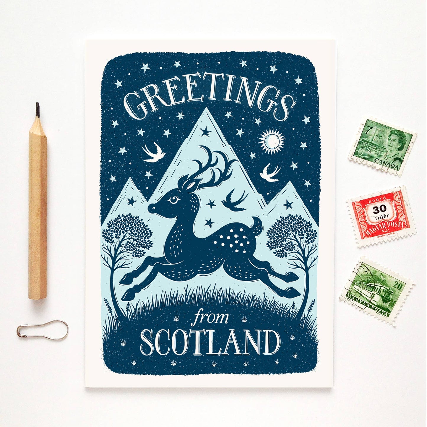 Greetings From Scotland Scottish Deer Card