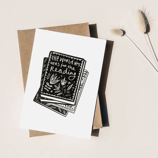 The World Was Hers For The Reading - A6 Greetings Card