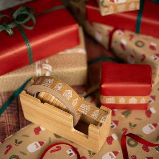 Gingerbread Houses Festive Paper Tape 24mm - Gift Wrapping