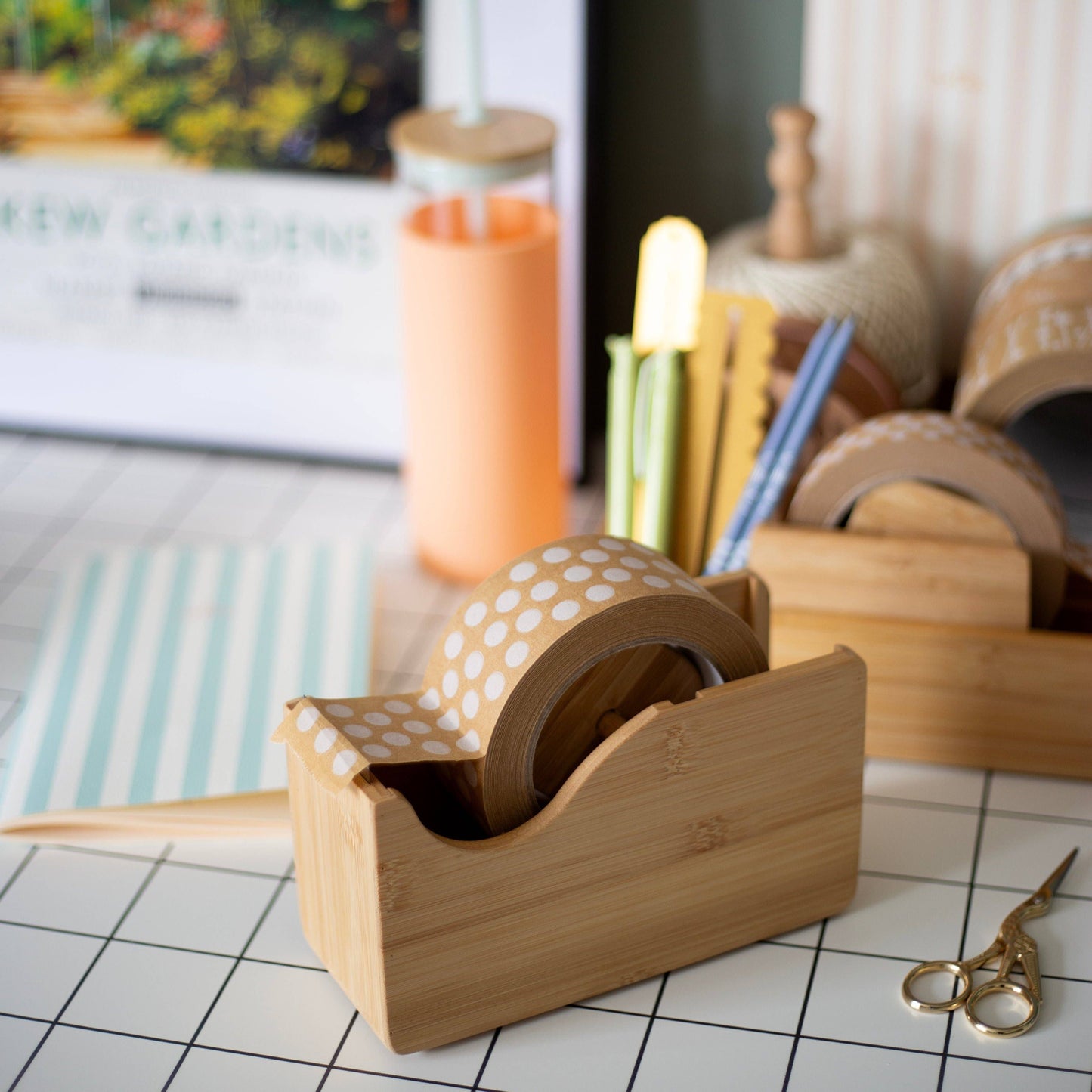 Large Bamboo Tape Dispenser - Desk Stationery