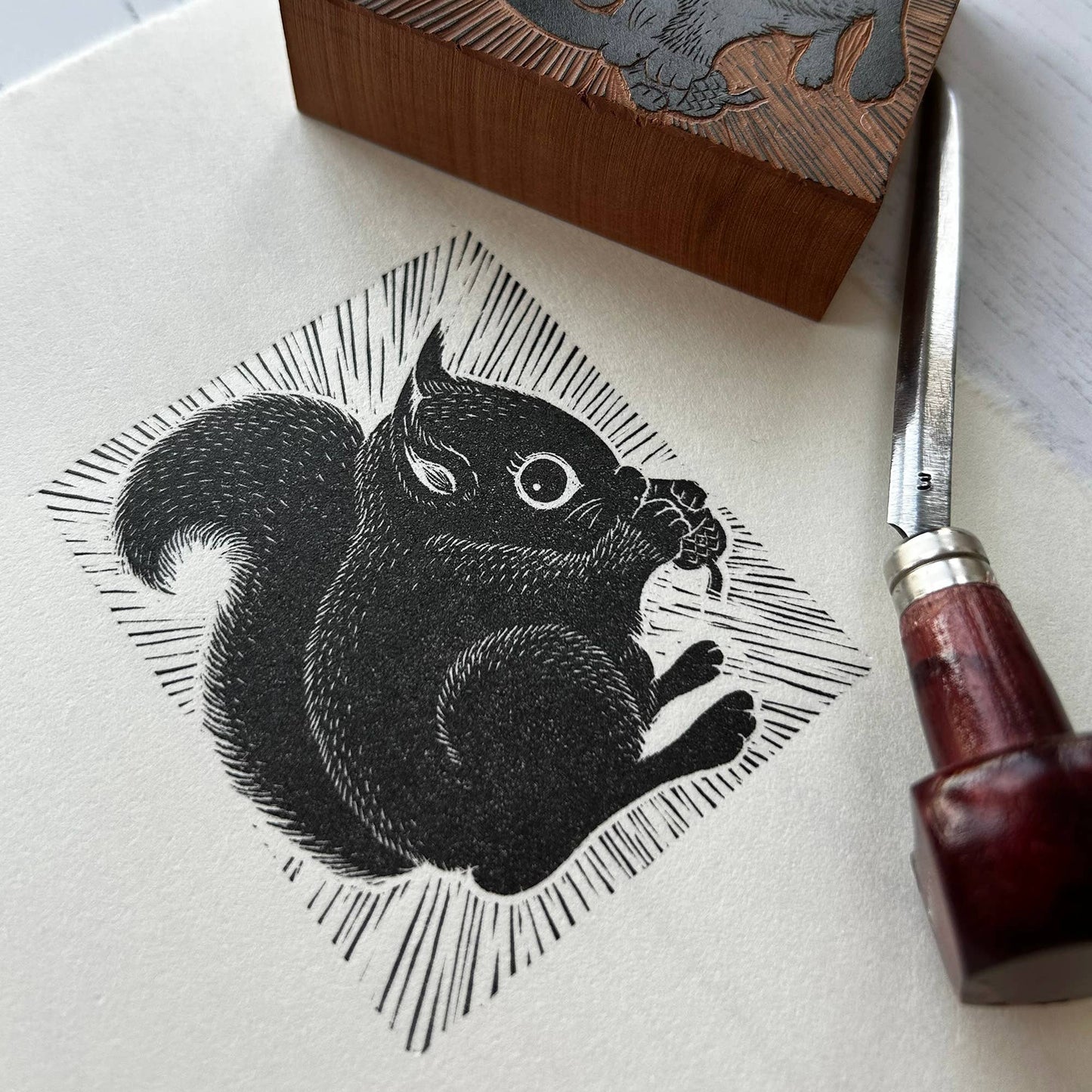 Limited Edition Original Black and White Squirrel Print
