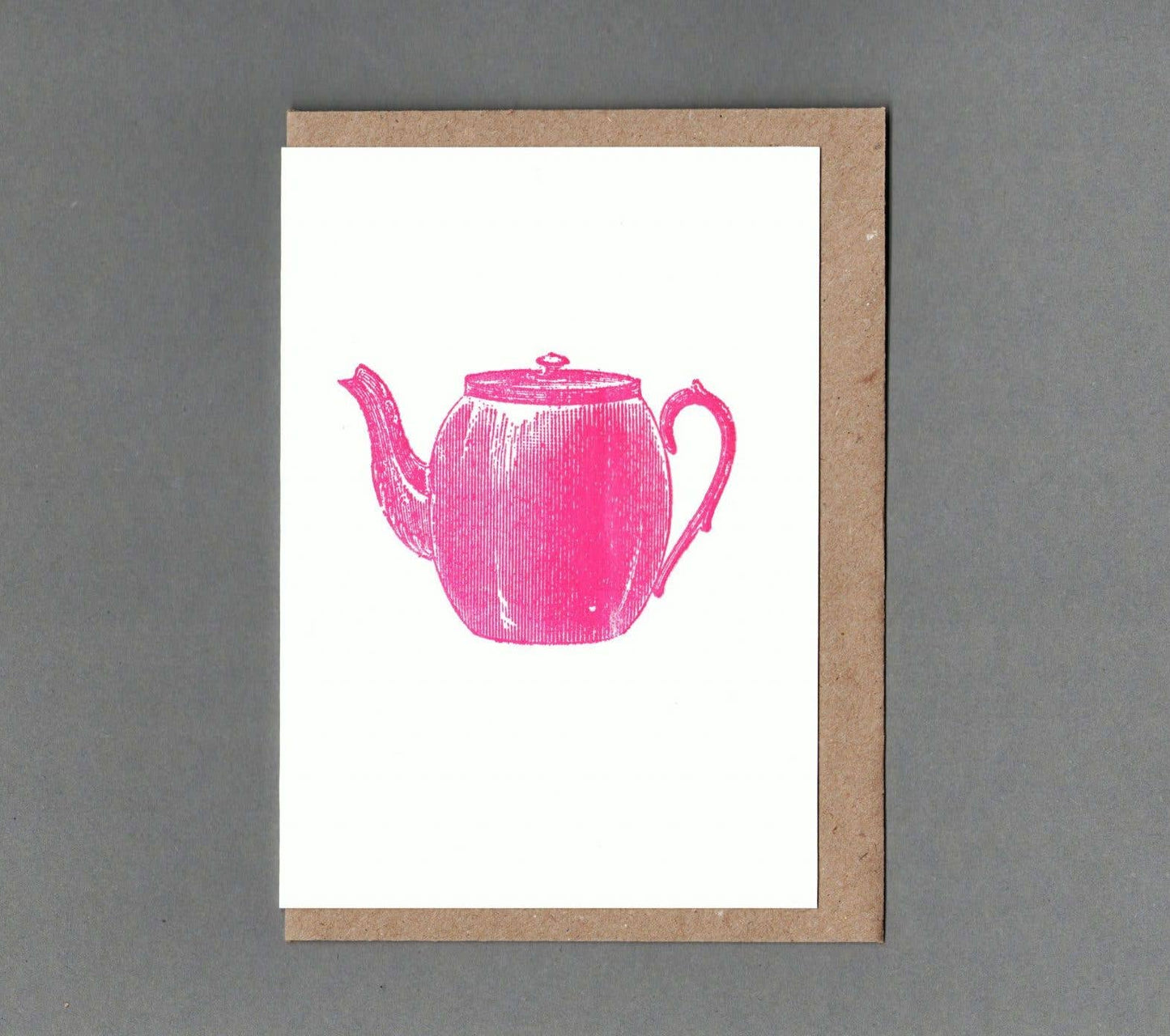 Tea Pot. Letterpress Greeting Card, Eco Friendly