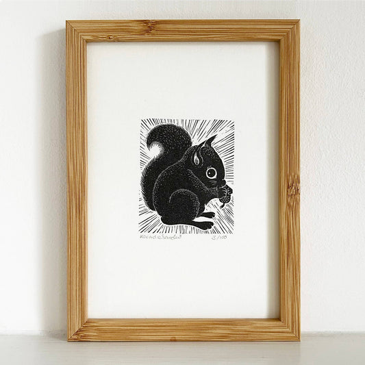 Limited Edition Original Black and White Squirrel Print