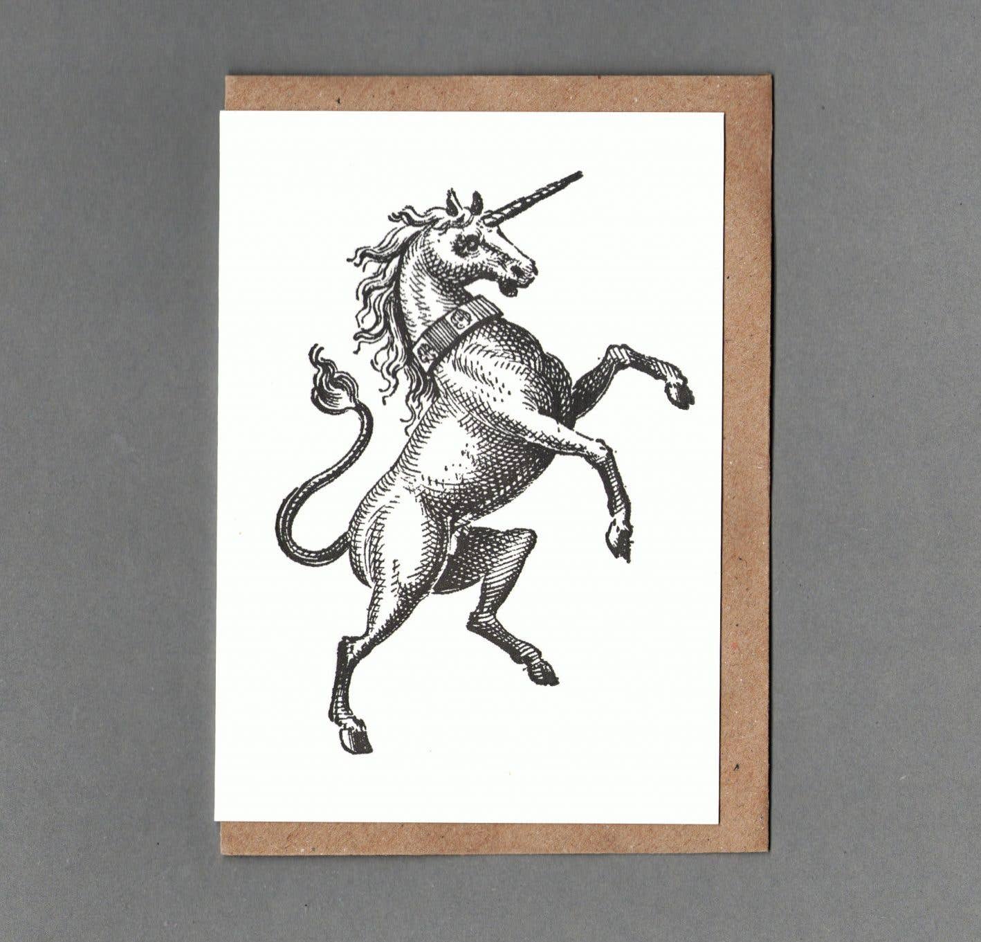 Unicorn. Letterpress Greeting Card, Eco Friendly