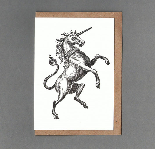 Unicorn. Letterpress Greeting Card, Eco Friendly