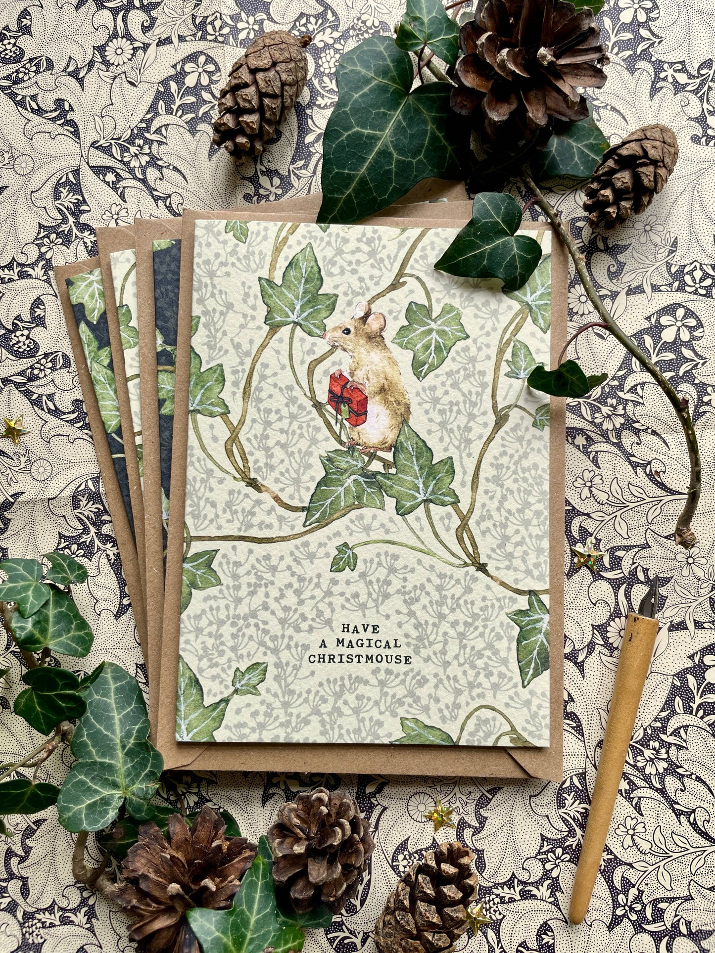 Christmas Mice Luxury Whimsical Greetings Card Set