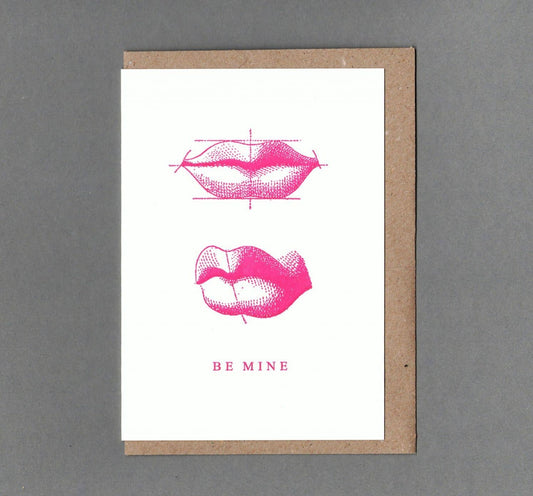Lips. Letterpress Greeting Card, Eco Friendly. Valentine