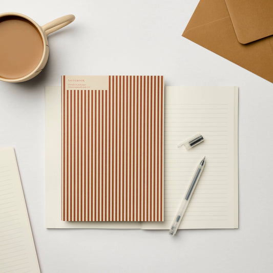 A5 Cinnamon stripe Ruled + Plain Notebook