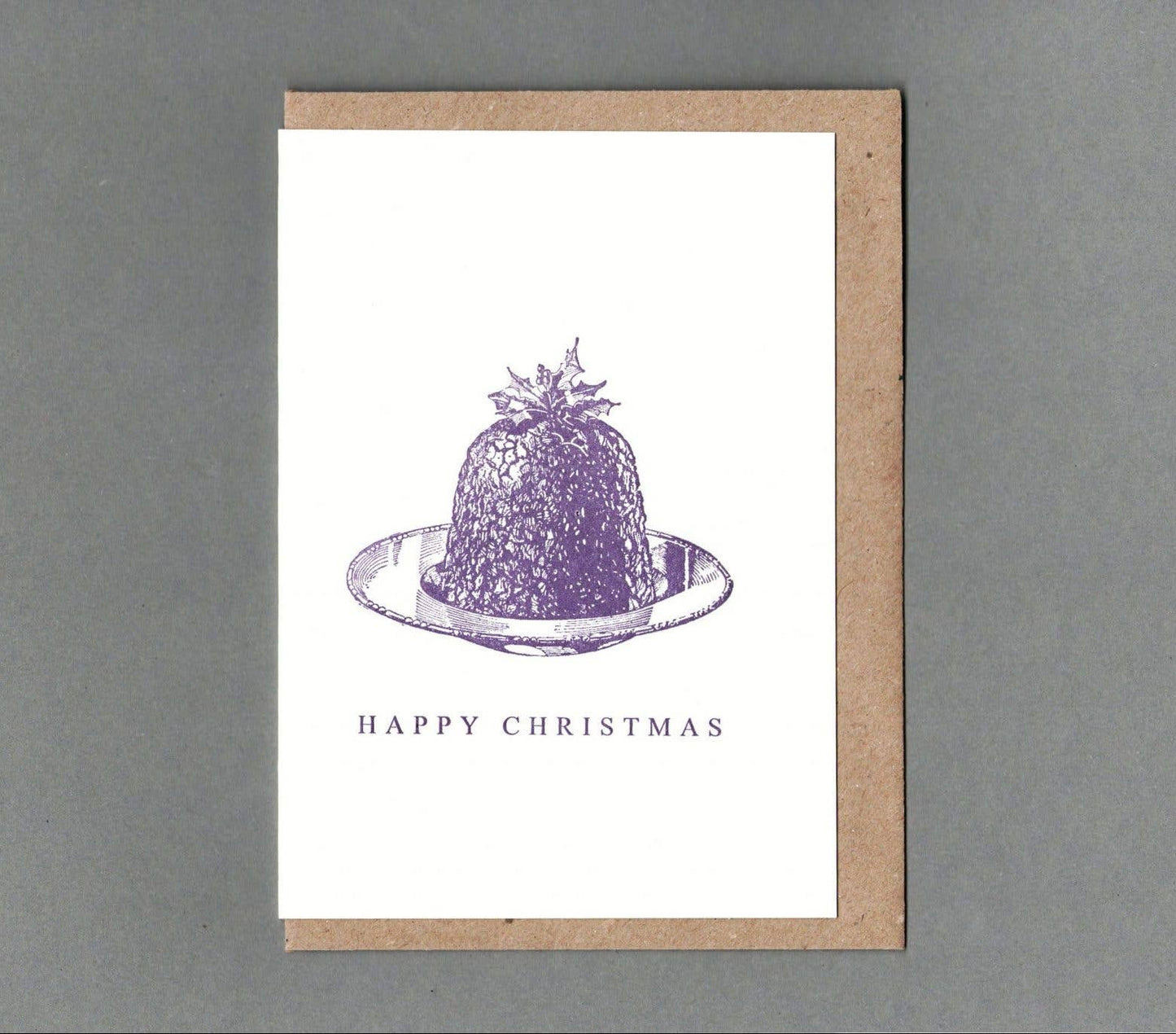 Christmas Pudding. Letterpress Greeting Card, Eco Friendly