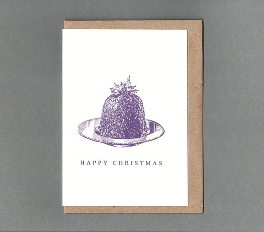 Christmas Pudding. Letterpress Greeting Card, Eco Friendly
