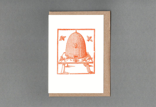 Beehive. Letterpress Greeting Card, Eco Friendly