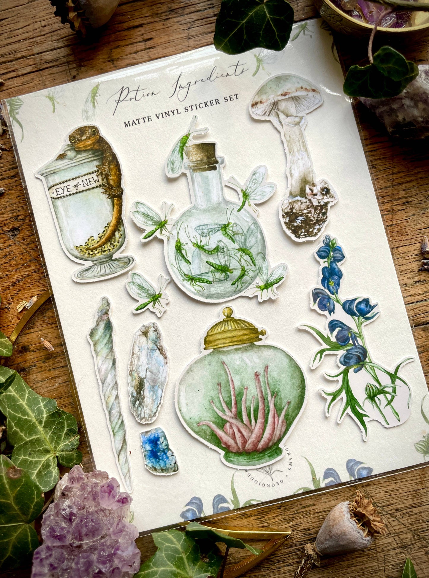 Potion Making Ingredients Matt Vinyl Sticker Set