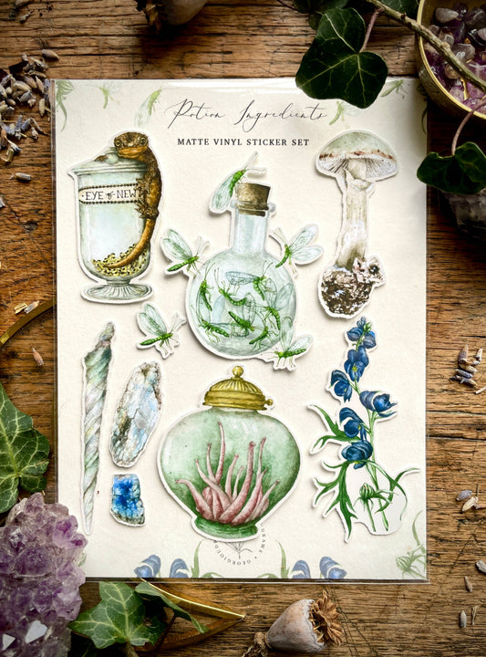 Potion Making Ingredients Matt Vinyl Sticker Set