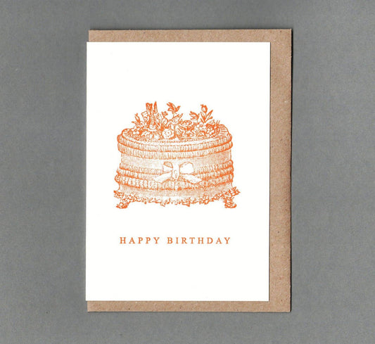 Birthday Cake. Letterpress Greeting Card, Eco Friendly