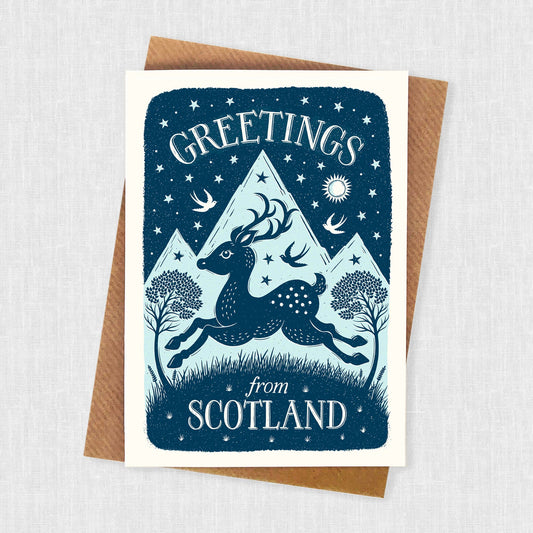 Greetings From Scotland Scottish Deer Card