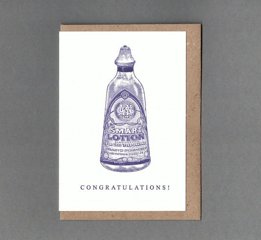 Congratulations. Smart Lotion. Letterpress Greeting Card.